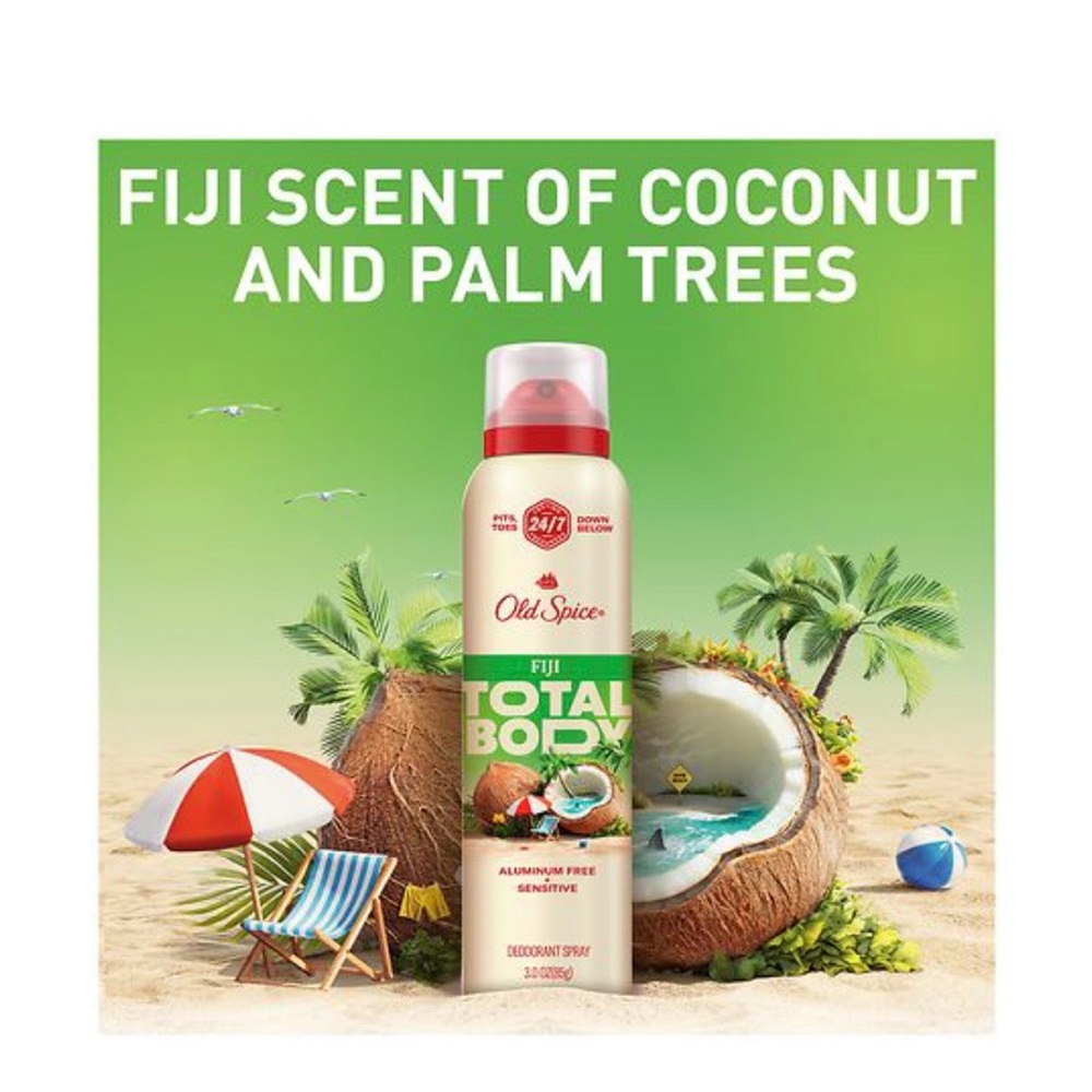 Old Spice Fiji Total Body Deodorant Spray - Green and Red